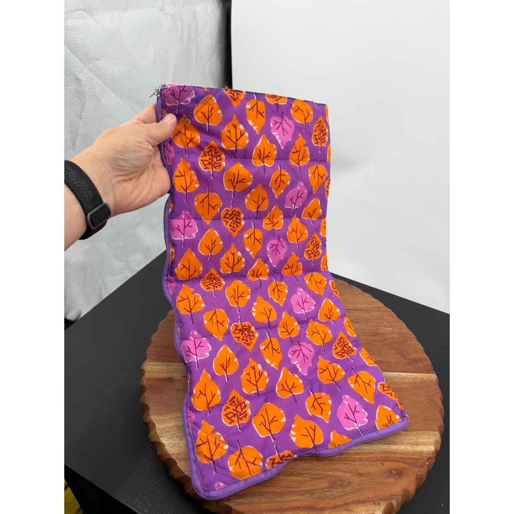 American Girl DNX99 Sleeping Bag doll size Purple Orange Leaf Print Quilted Zip